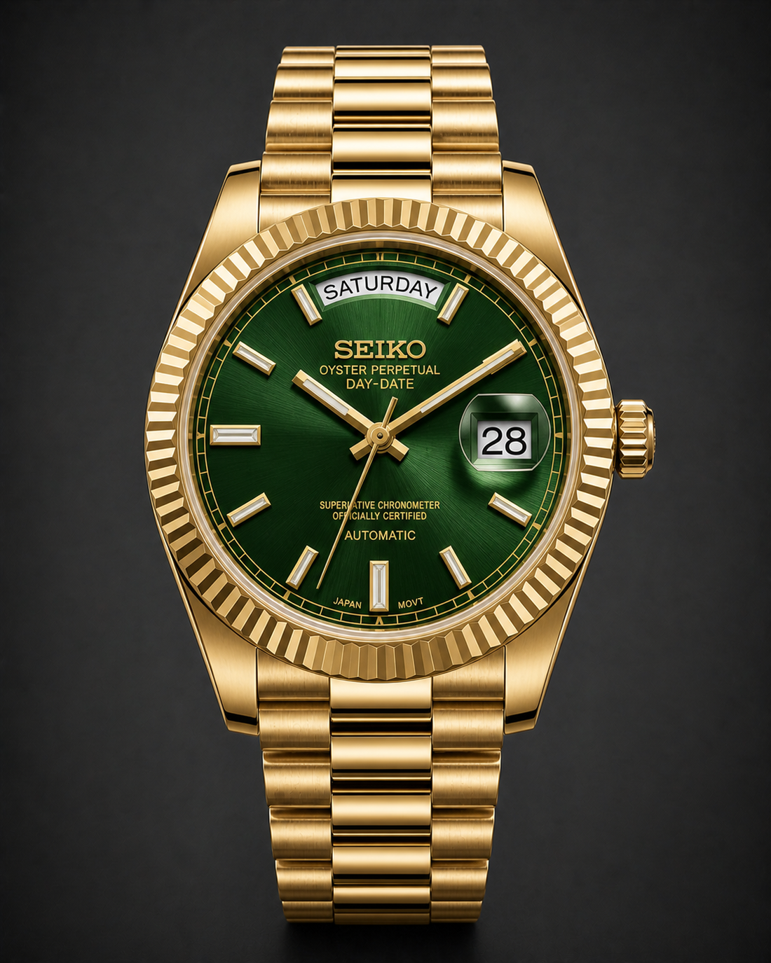 SEIKOJUST Day-Date Mint Green Rose Gold