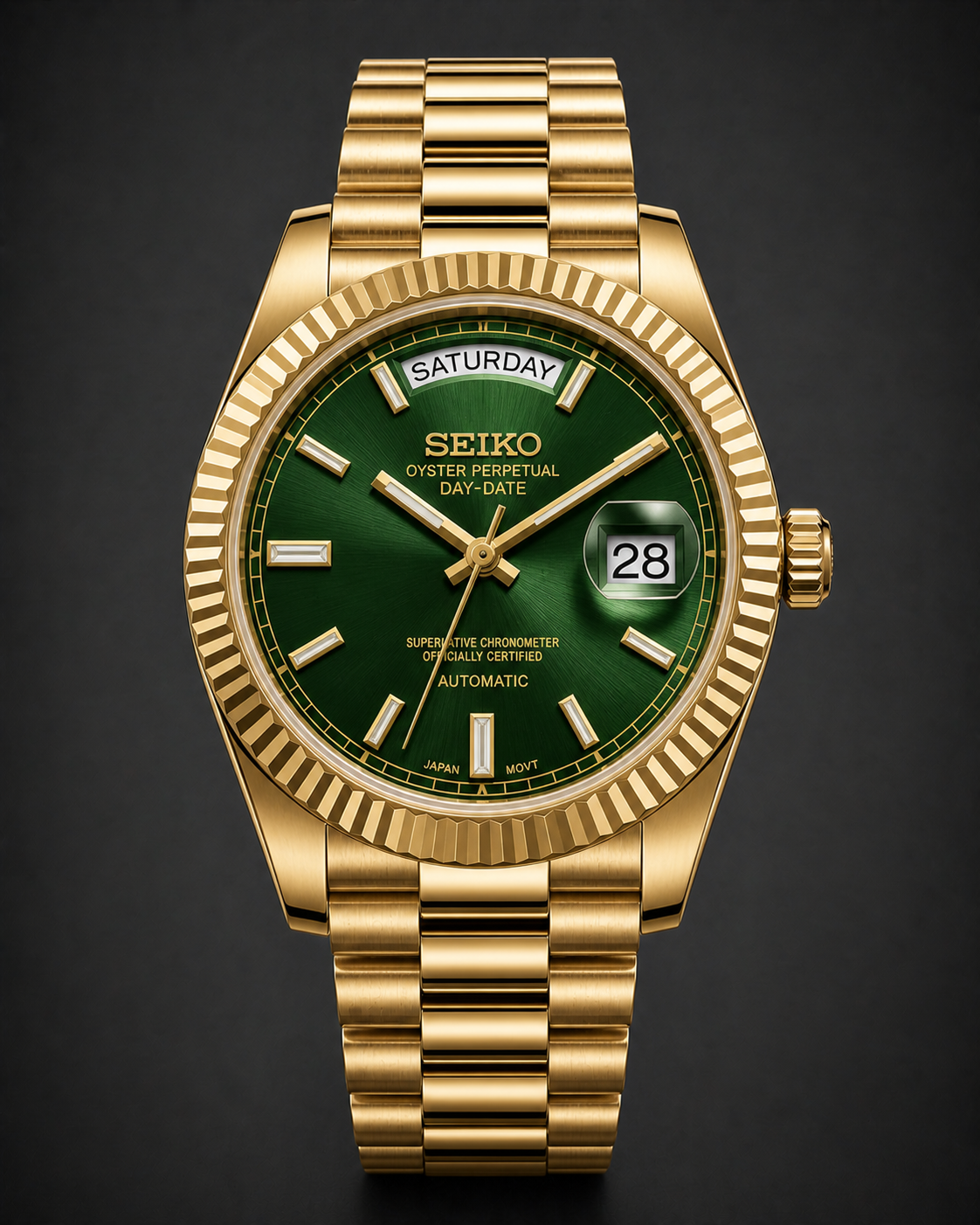 SEIKOJUST Day-Date Mint Green Rose Gold