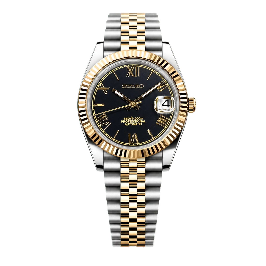 Seiko Mod Datejust - Black Roman Two-Tone