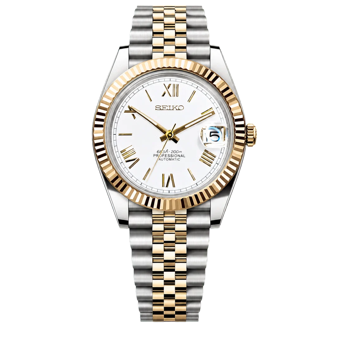 Seiko Mod Datejust - Bright Roman Two-Tone