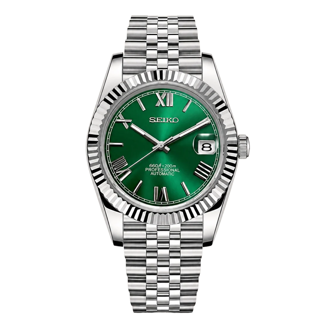 Seiko Mod Datejust – Green Roman Dial