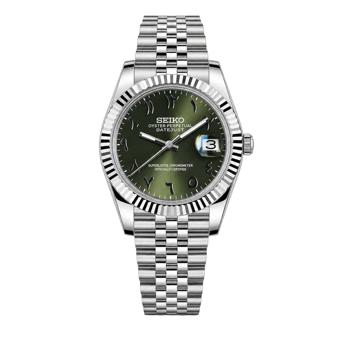 Seiko Mod Datejust – Olive Arabic Dial
