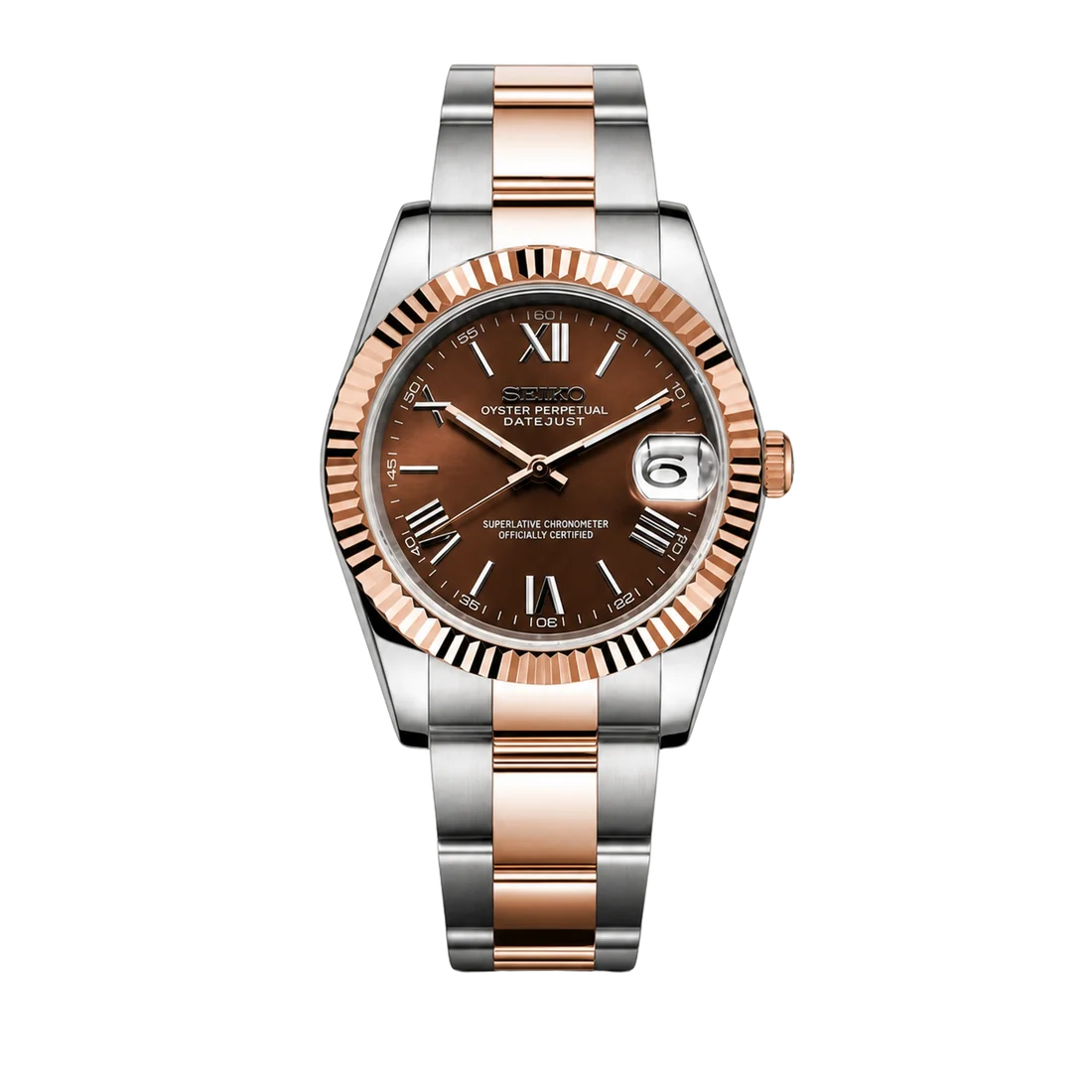 Seiko Mod Datejust – Two-Tone Chocolate Roman Dial