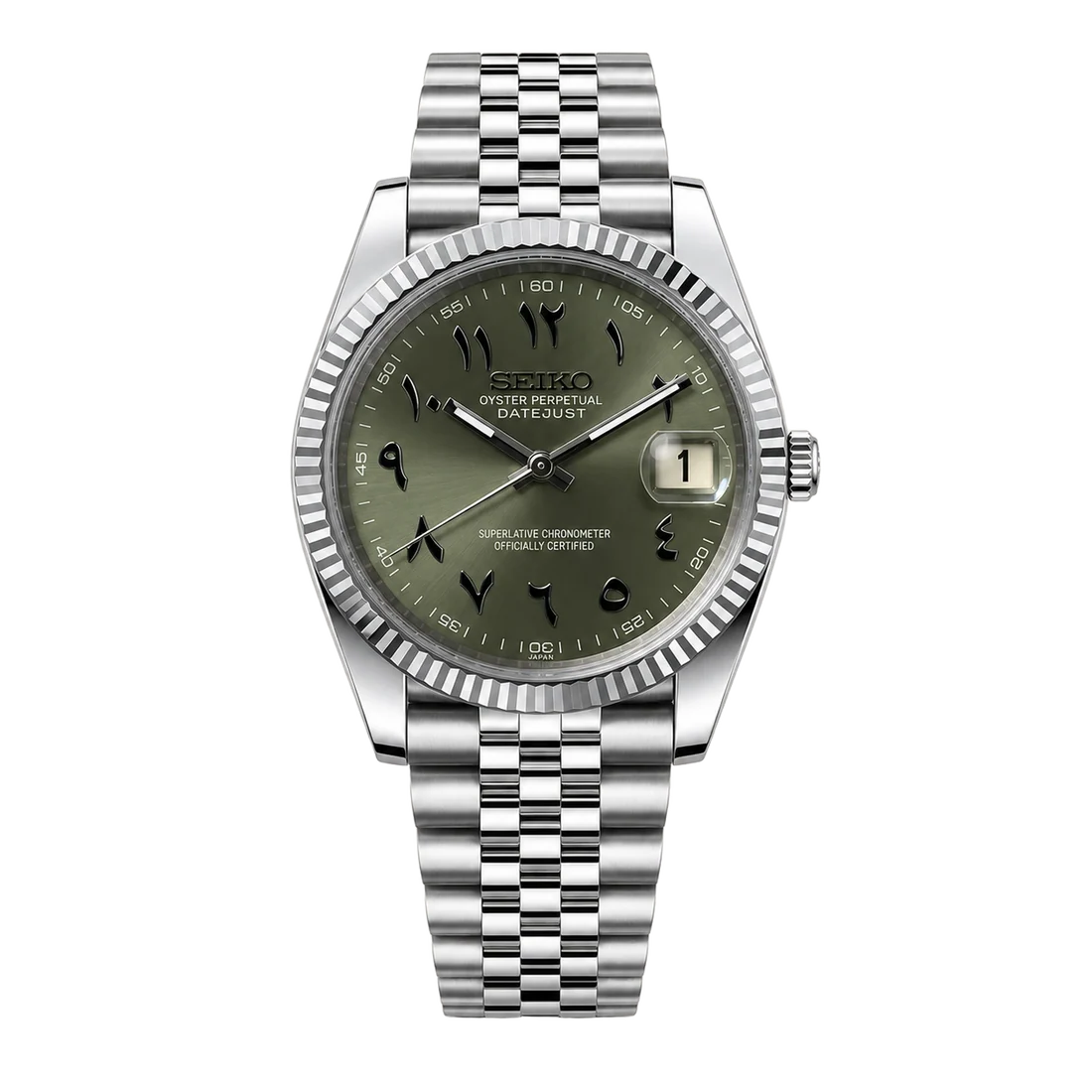 Seiko Mod Datejust - Olive Green Arabic Dial