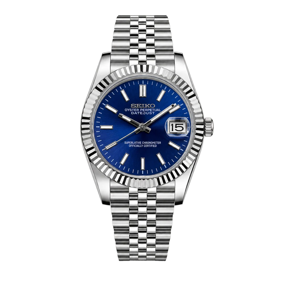 Seiko Mod Datejust – Blue Sunburst Dial
