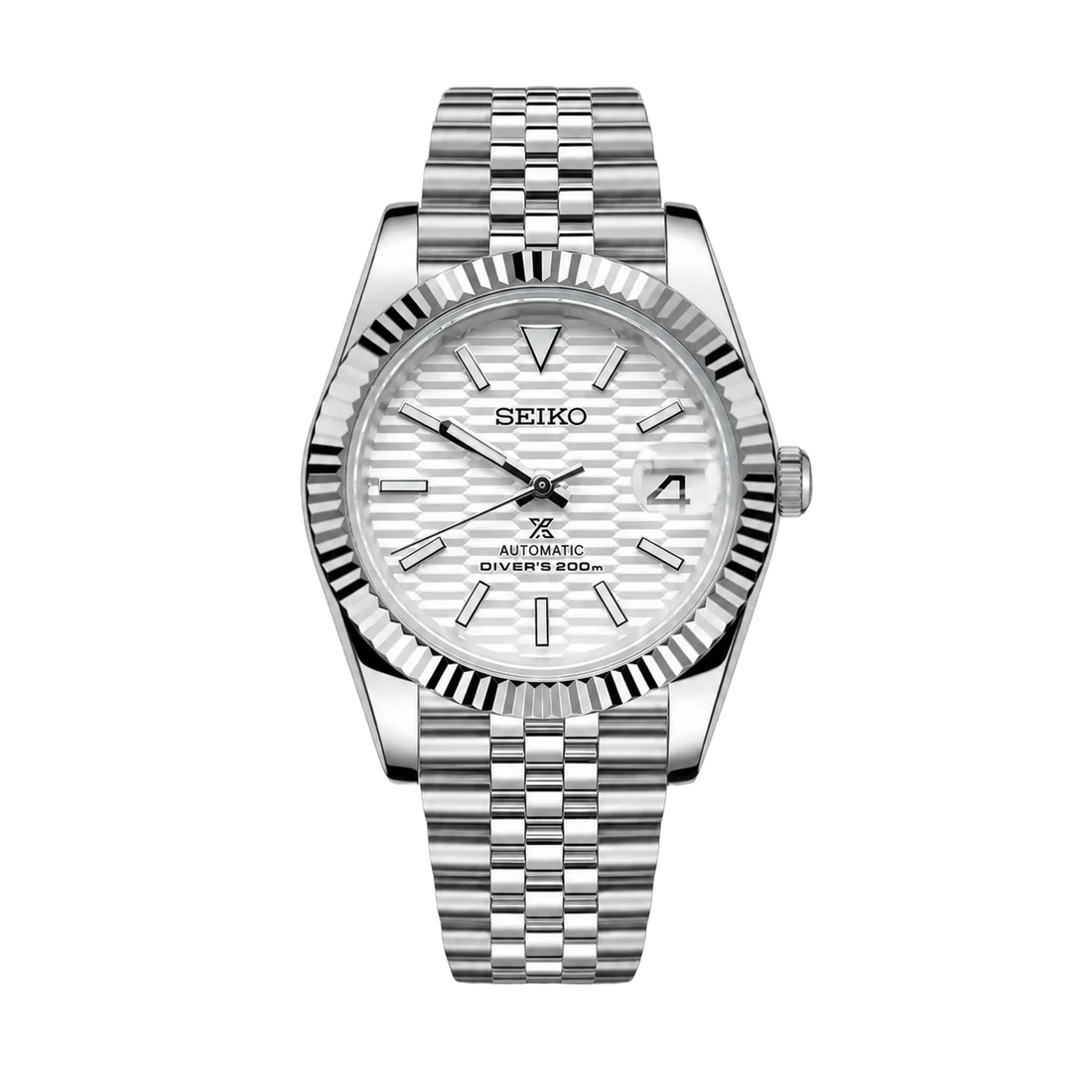 Seiko Mod Datejust – White Textured Dial
