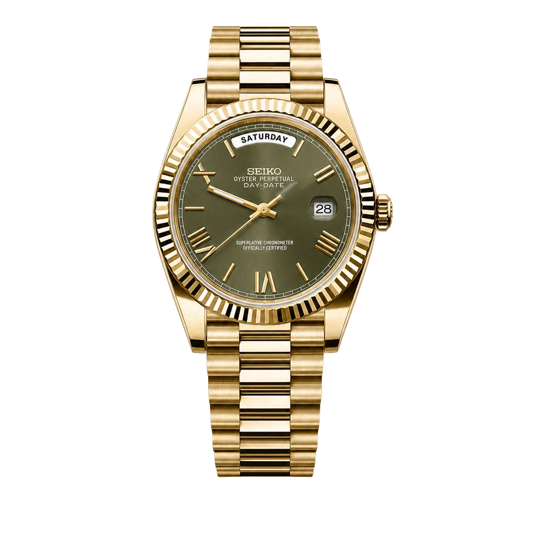 Seiko Mod Day-Date – Gold Olive Green