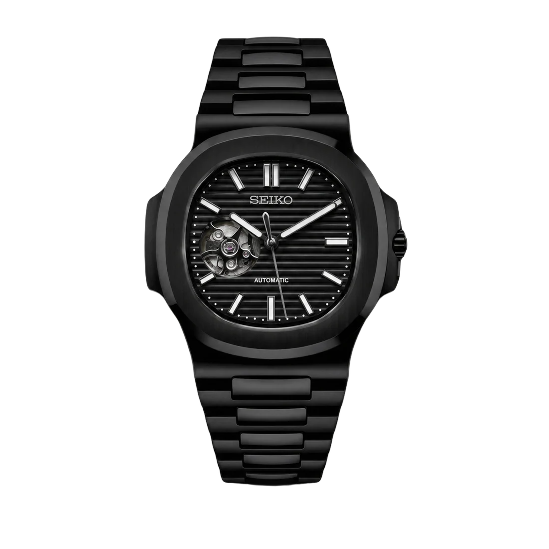 Seiko Mod Nautilus - Black Phantom Open-Heart