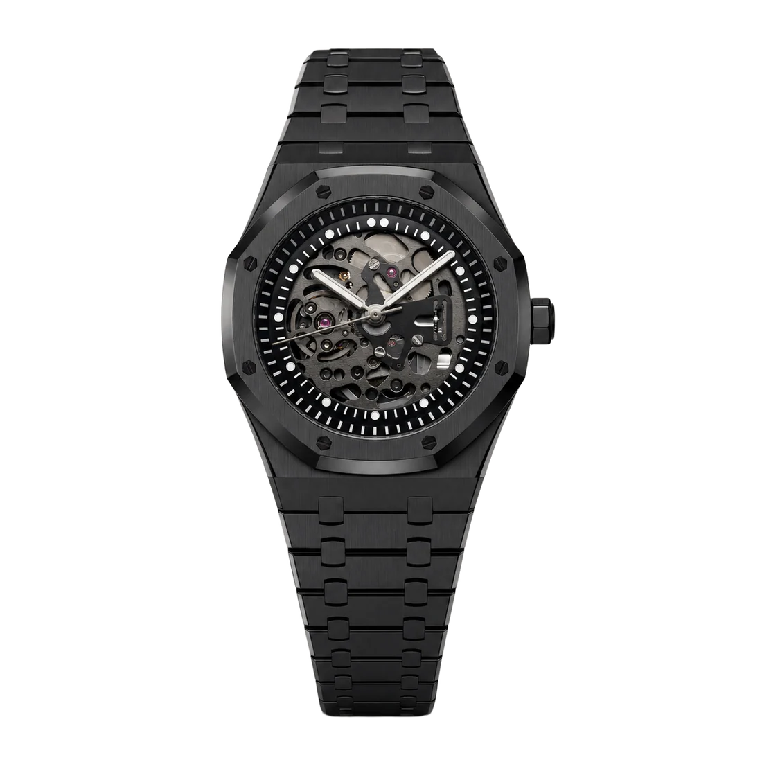 Seiko Mod Royal Oak – Full Black Skeleton Dial