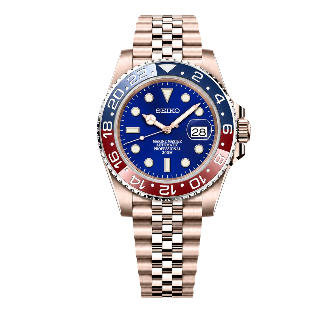 Seiko Mod Submariner 24H – Blue Pepsi Rose Gold