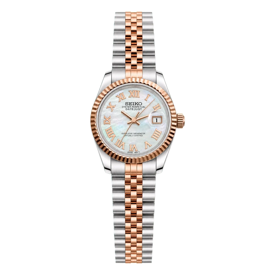Seiko Mod Ladyjust - Rose Gold Mother of Pearl Roman