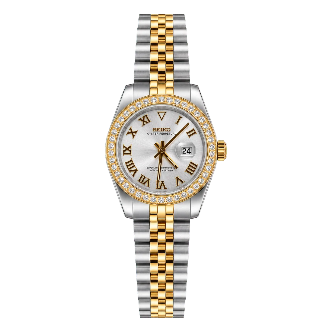 Seiko Mod Ladyjust - Two-Tone Silver Roman Diamond