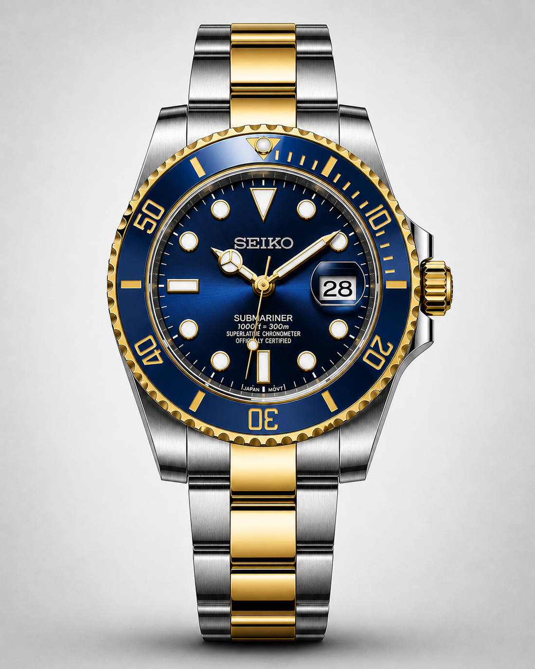 Seiko Mod Submariner Twotone Blue