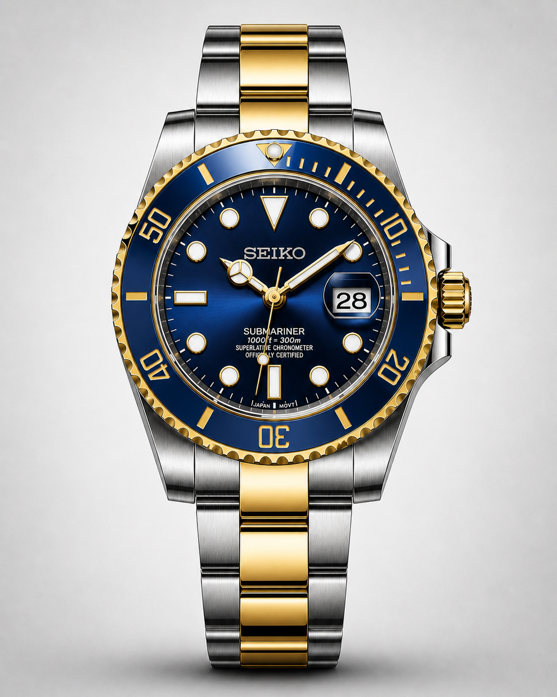 Seiko Mod Submariner Twotone Blue