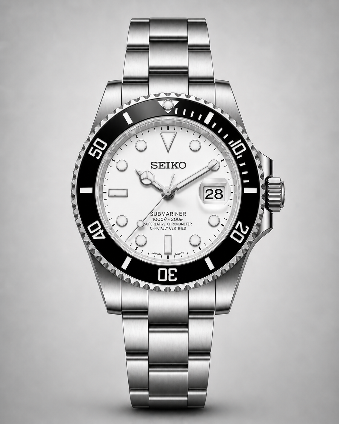 SEIKO MOD SUBMARINER WHITE WATCH