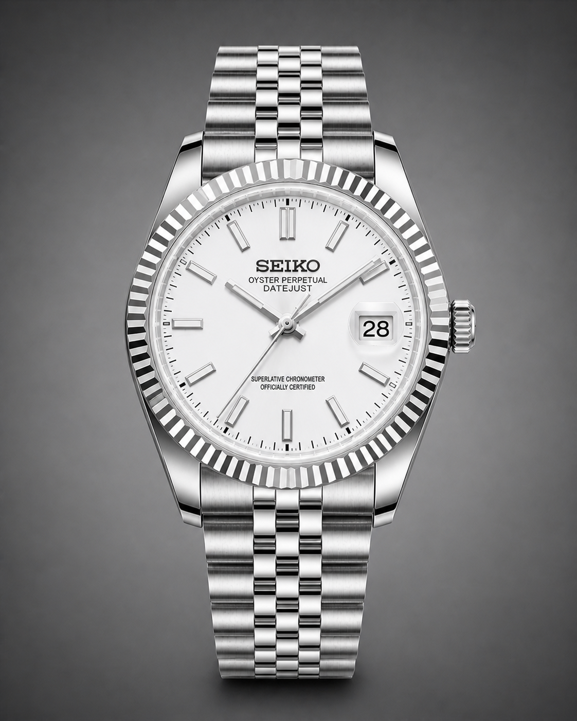 Seiko DateJust Mod Textured White