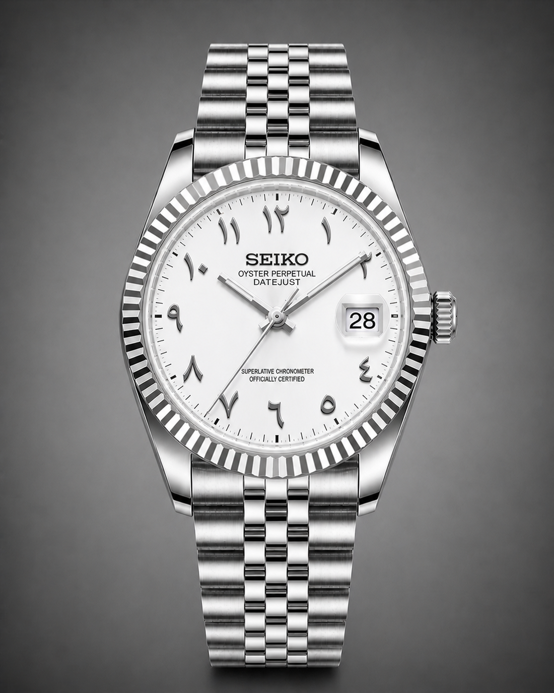 Seiko Mod Datejust White Textured Arabic