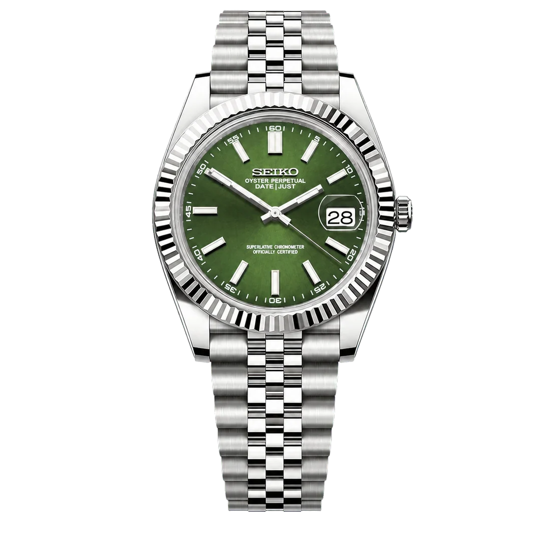 Seiko Mod Datejust - Dark Green Sunburst Dial