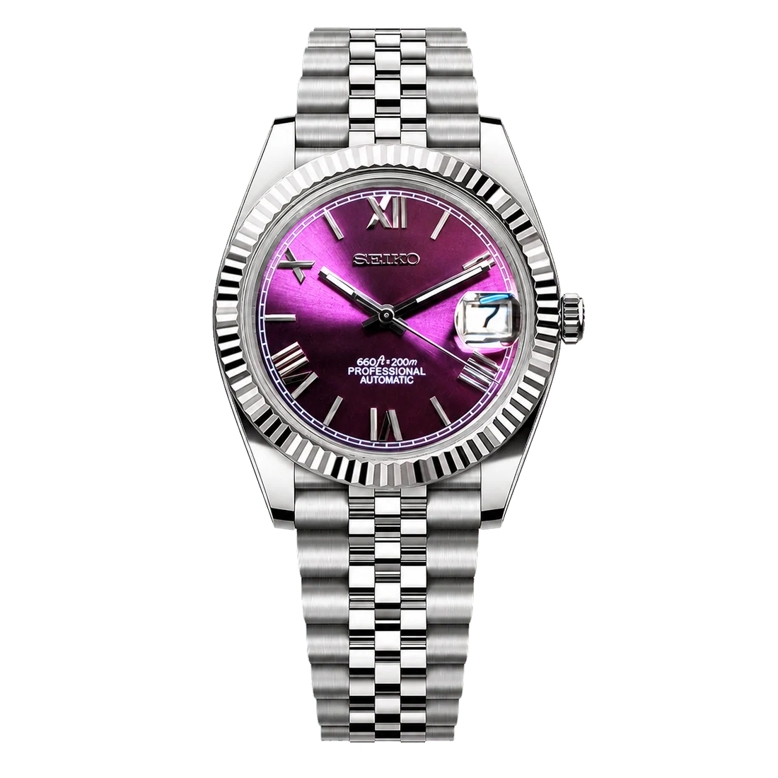 Seiko Mod Datejust - Roman Purple
