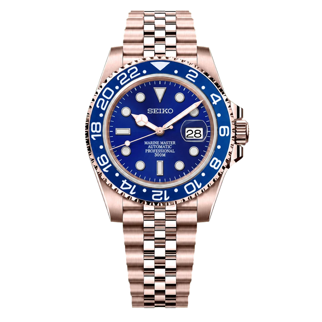 Seiko Mod Submariner 24H - Smurf Rose Gold
