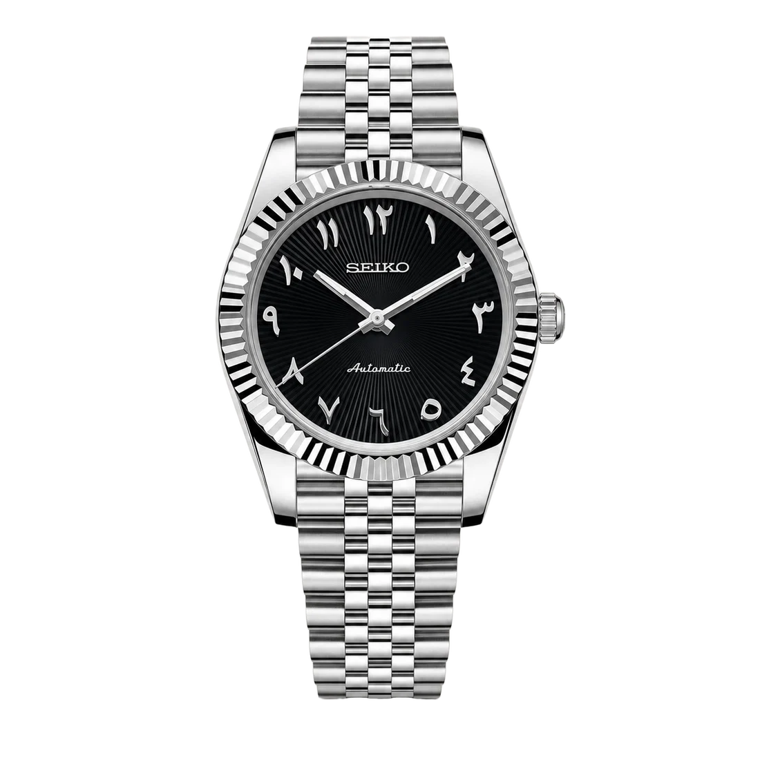 Seiko Mod Datejust - Black Sunburst Arabic Dial