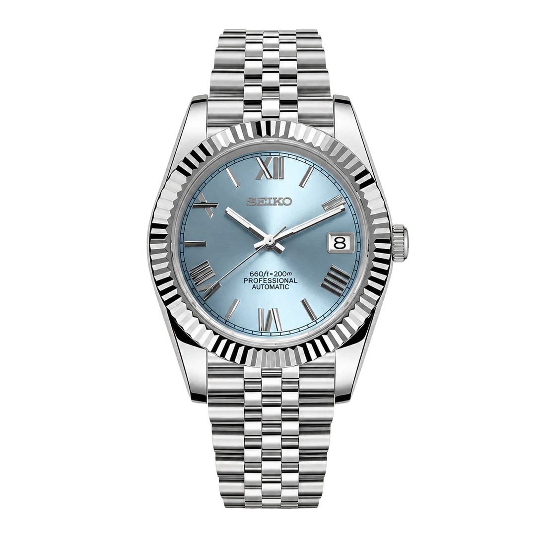 Seiko Mod Datejust – Sky Blue Roman Dial