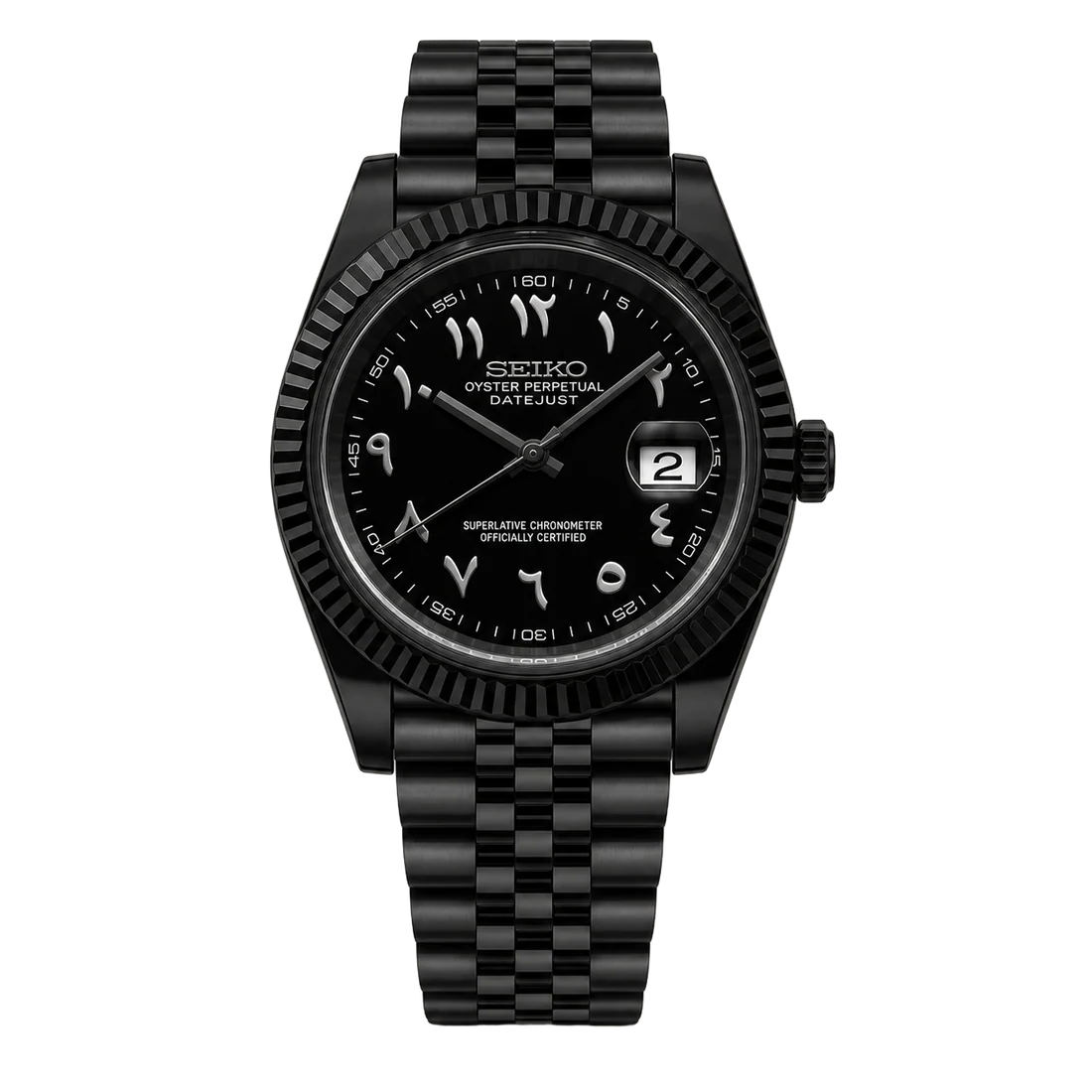Seiko Mod Datejust – Black Arabic Dial (All-Black)