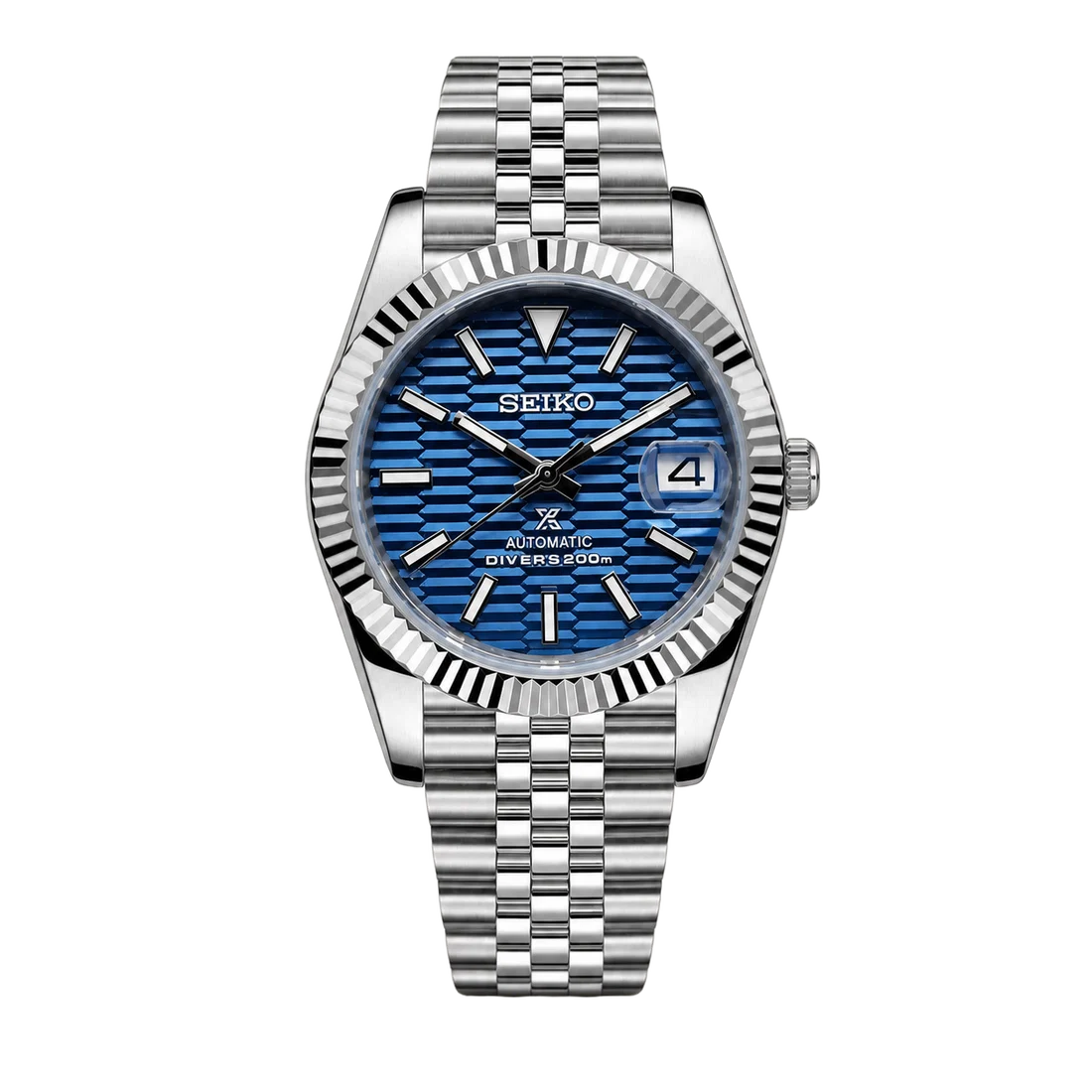 Seiko Mod Datejust – Ice Blue Textured Dial