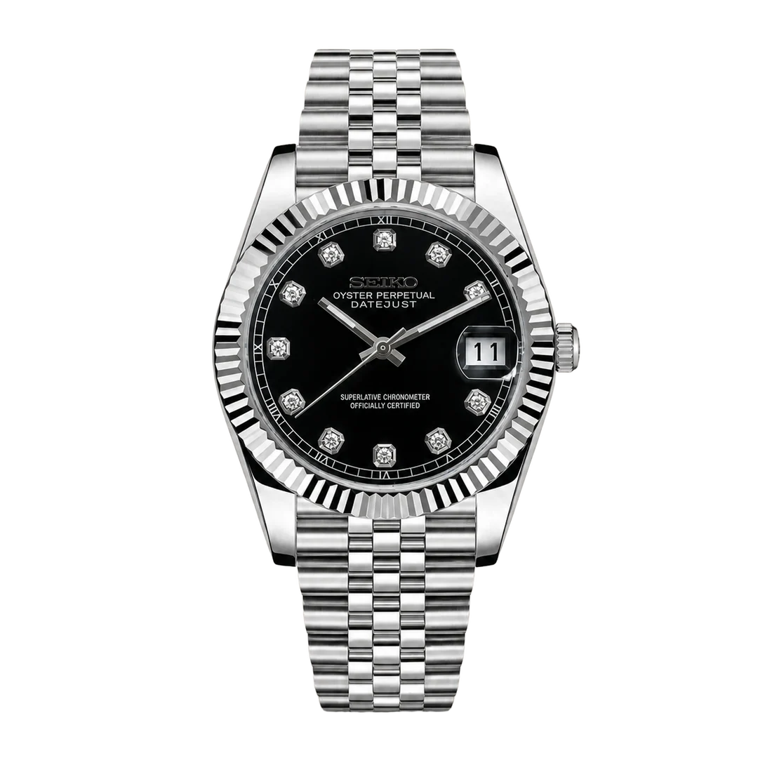 Seiko Mod Datejust – Black Diamond Dial