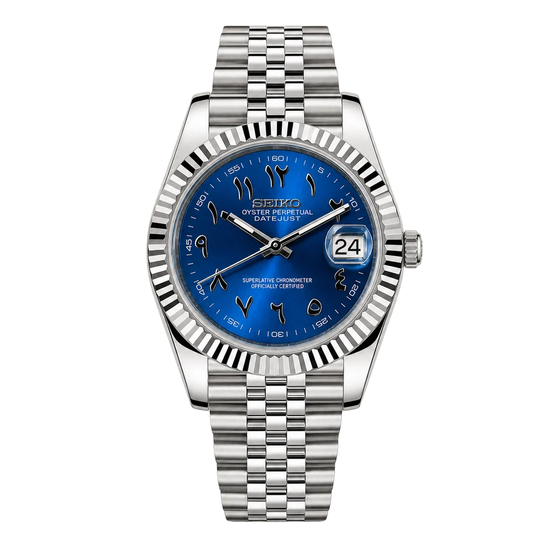 Seiko Mod Datejust – Blue Arabic Dial