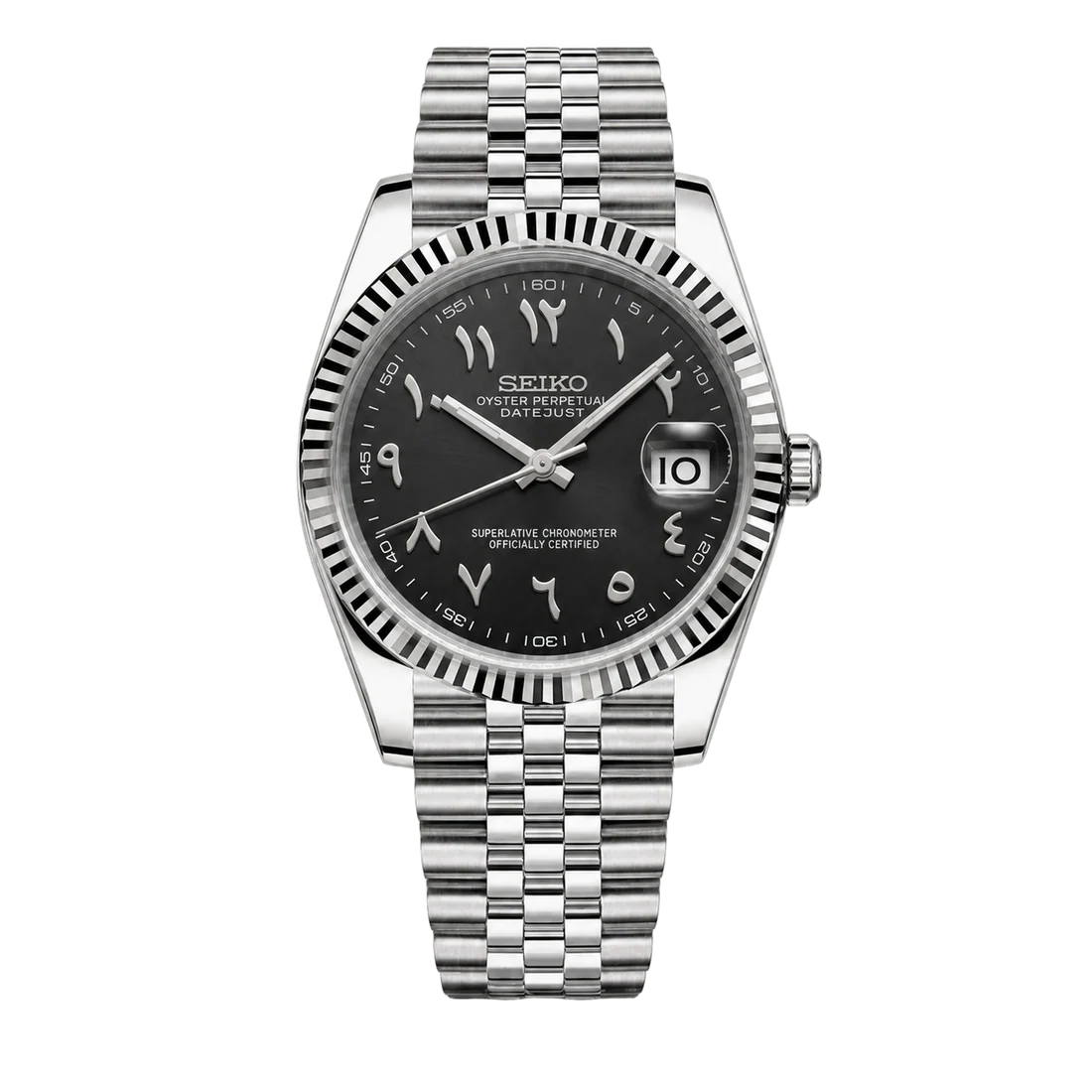 Seiko Mod Datejust – Dark Grey Arabic Dial