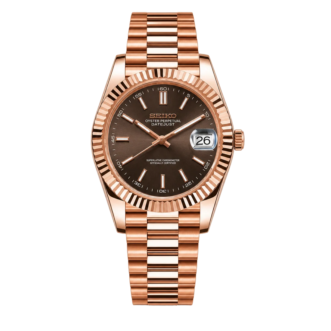Seiko Mod Datejust - Rose Gold Chocolate Dial
