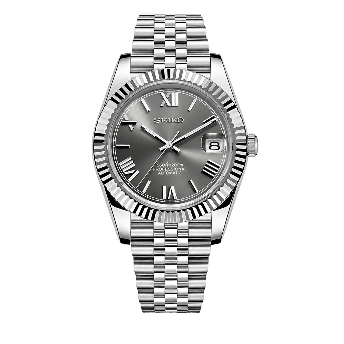 Seiko Mod Datejust – Grey Roman Dial