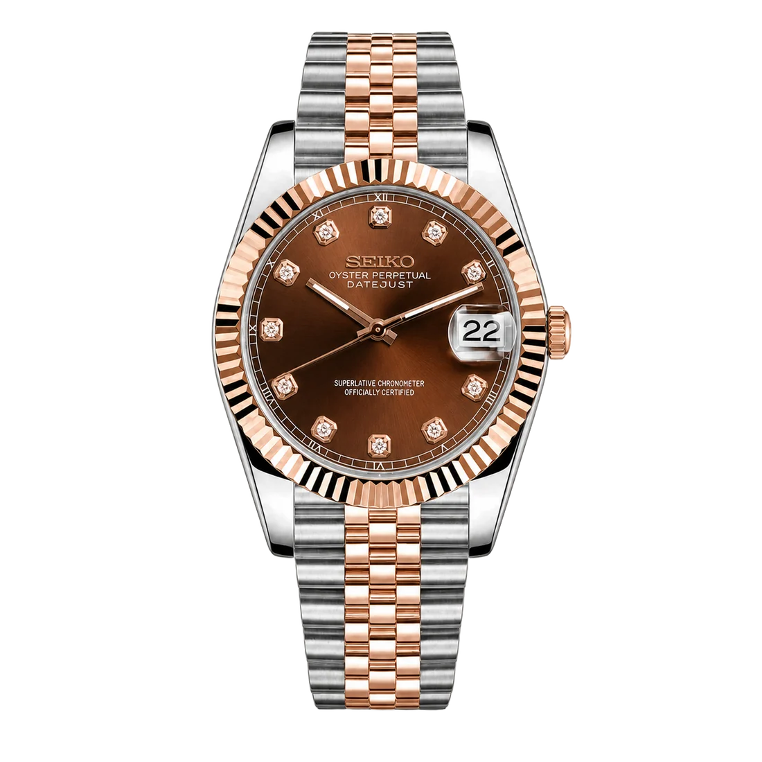 Seiko Mod Datejust - Two-Tone Chocolate Dial