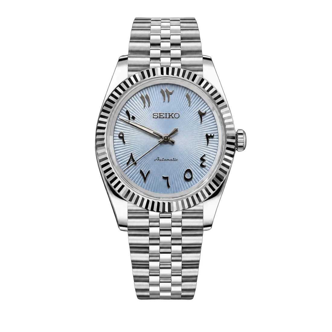 Seiko Mod Datejust – Ice Blue Sunburst Arabic Dial