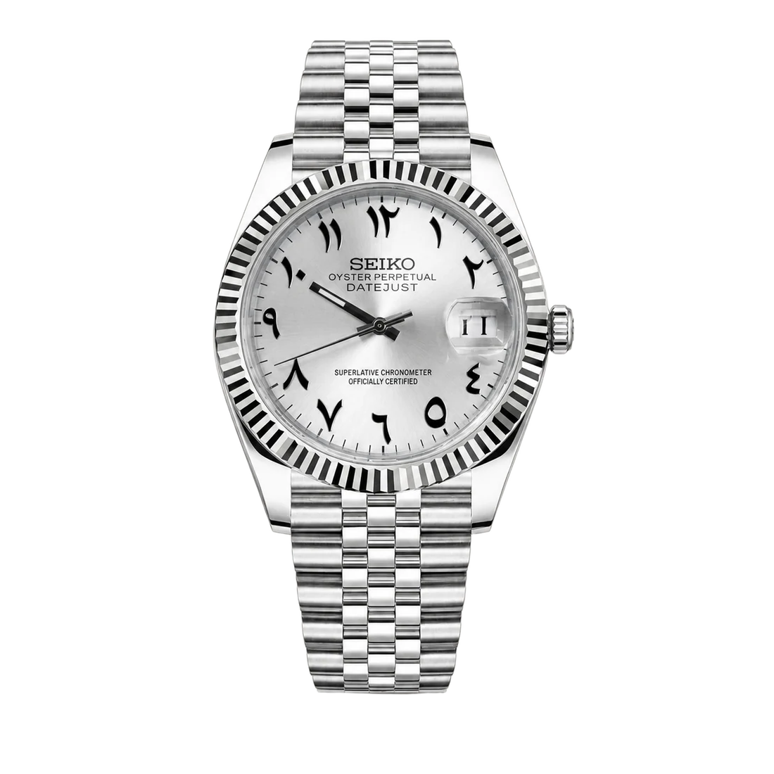 Seiko Mod Datejust – White Arabic Dial