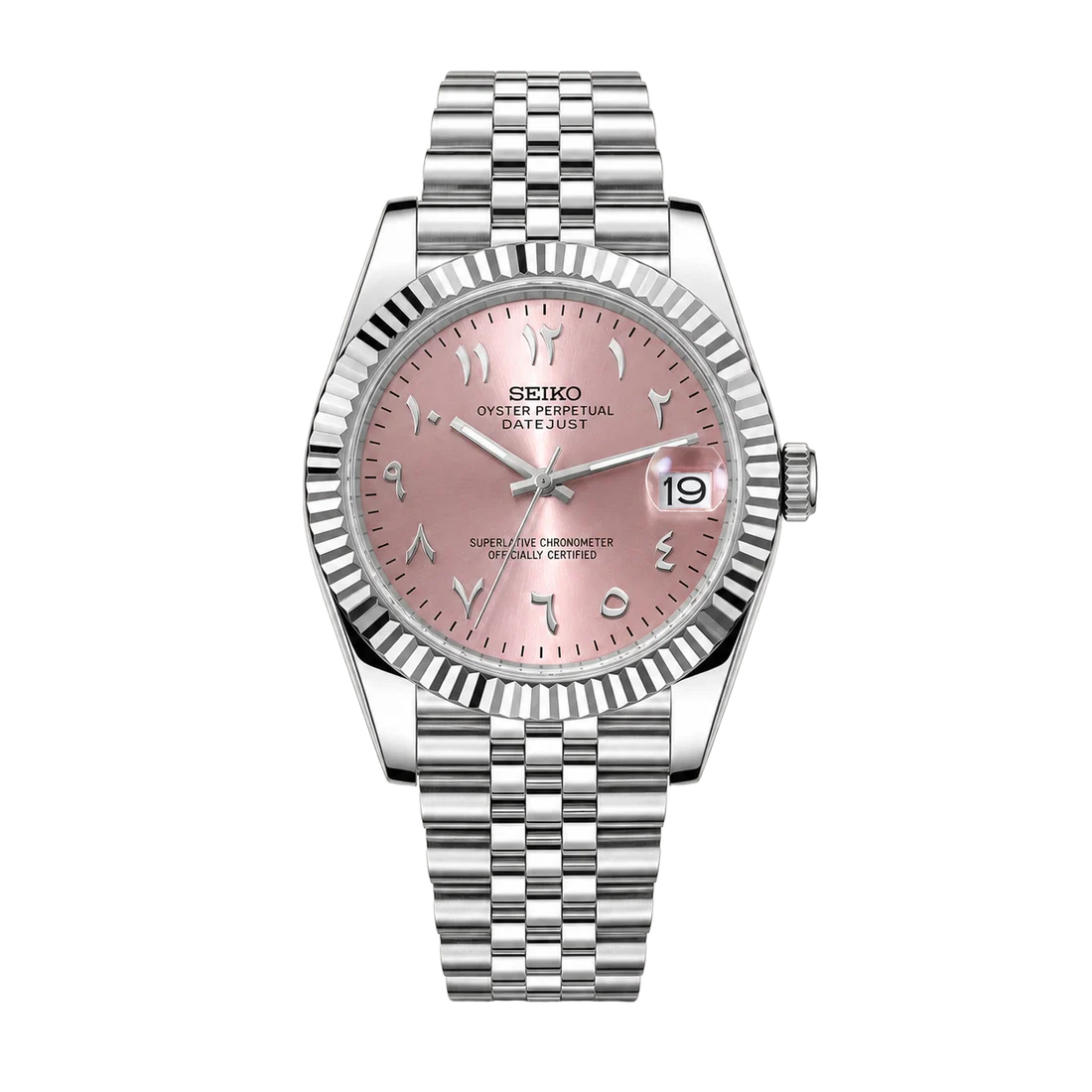 Seiko Mod Datejust – Rose Arabic Dial