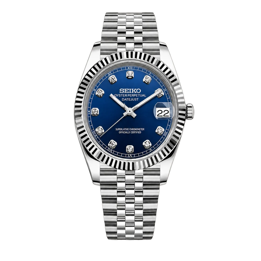 Seiko Mod Datejust – Blue Diamond Dial