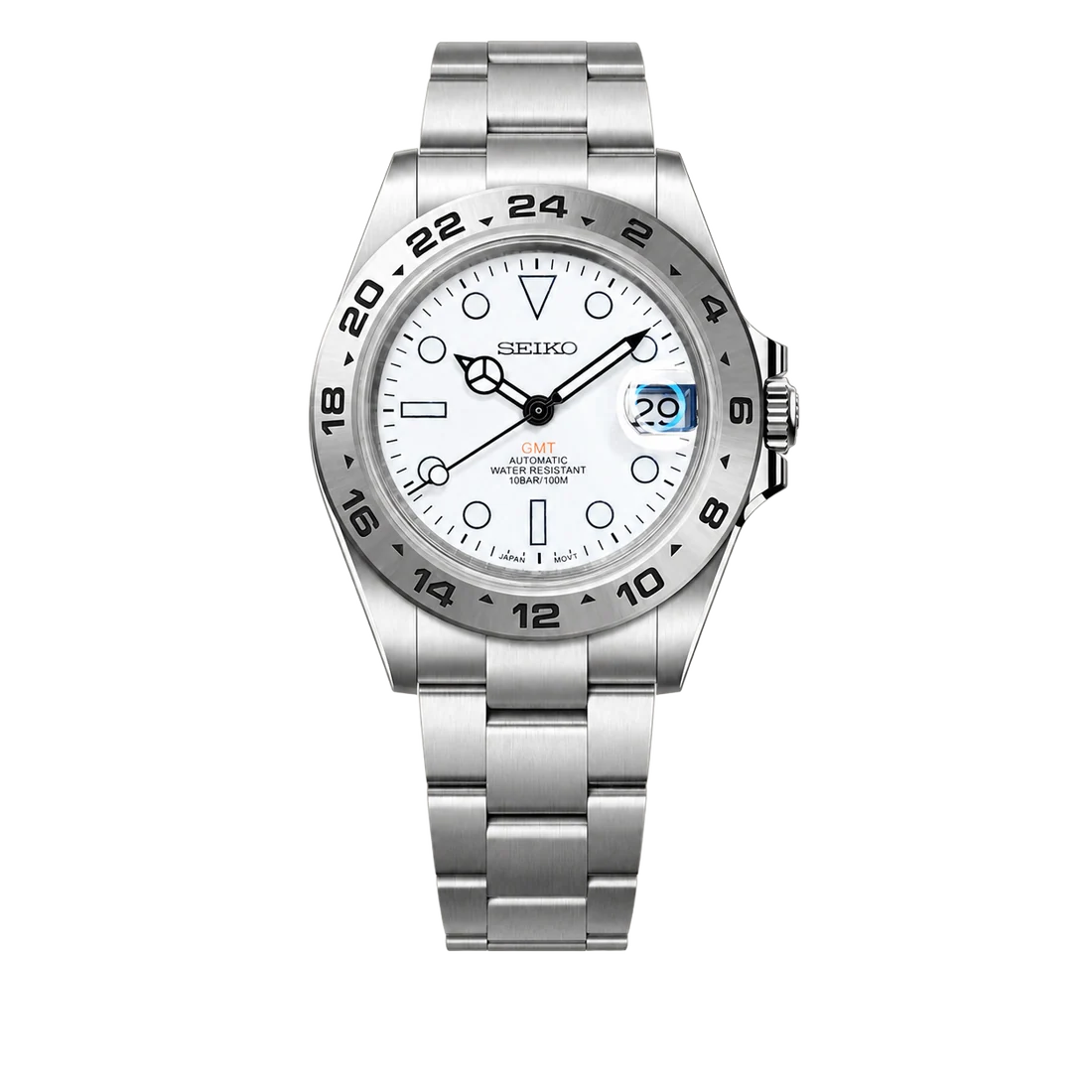 Seiko Mod GMT – Explorer II Bright Silver