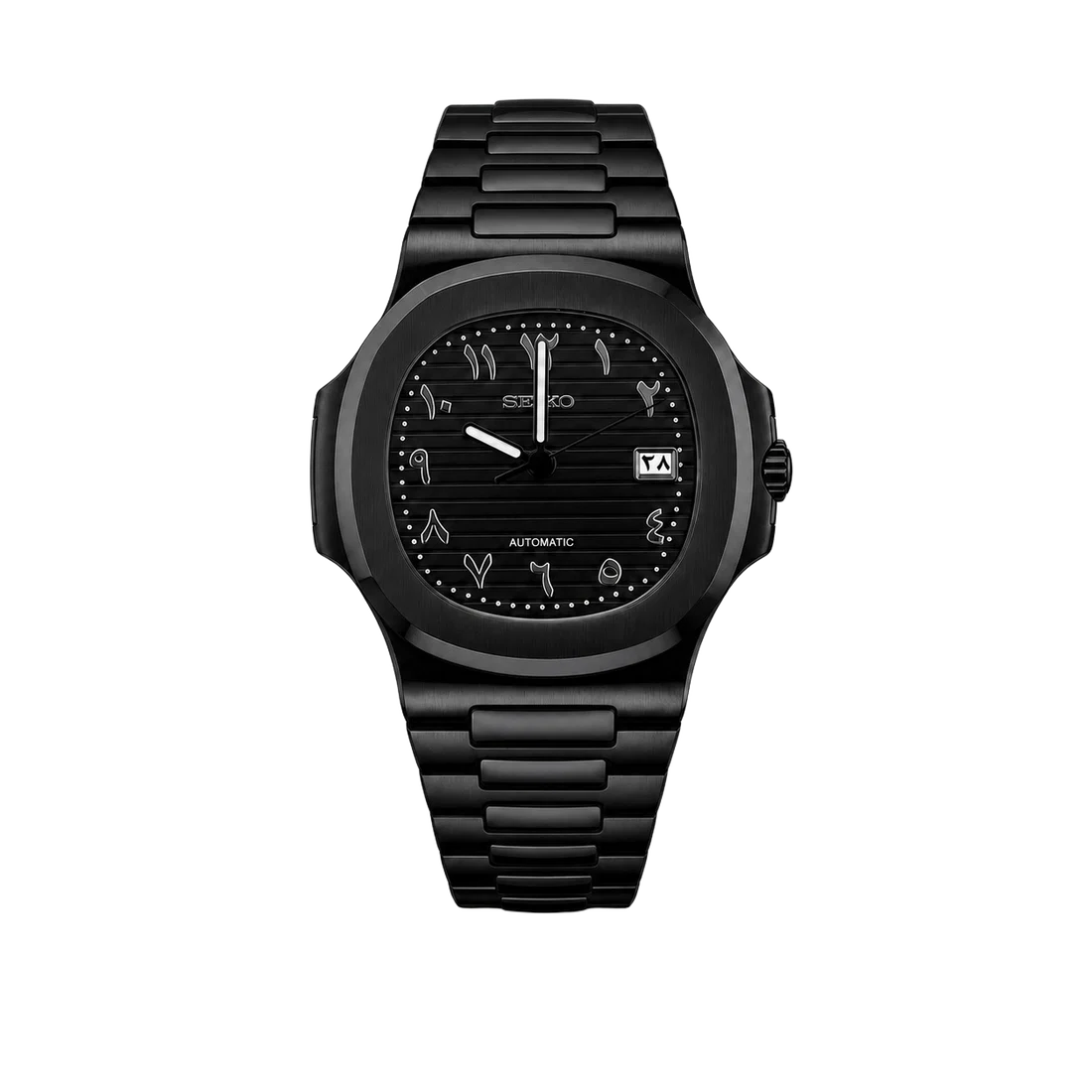 Seiko Mod Nautilus - Arabic Triple Black