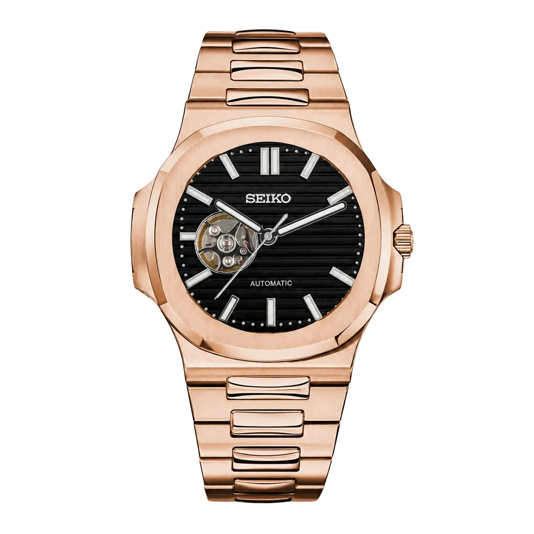 Seiko Mod Nautilus Rose Eclipse Open Heart