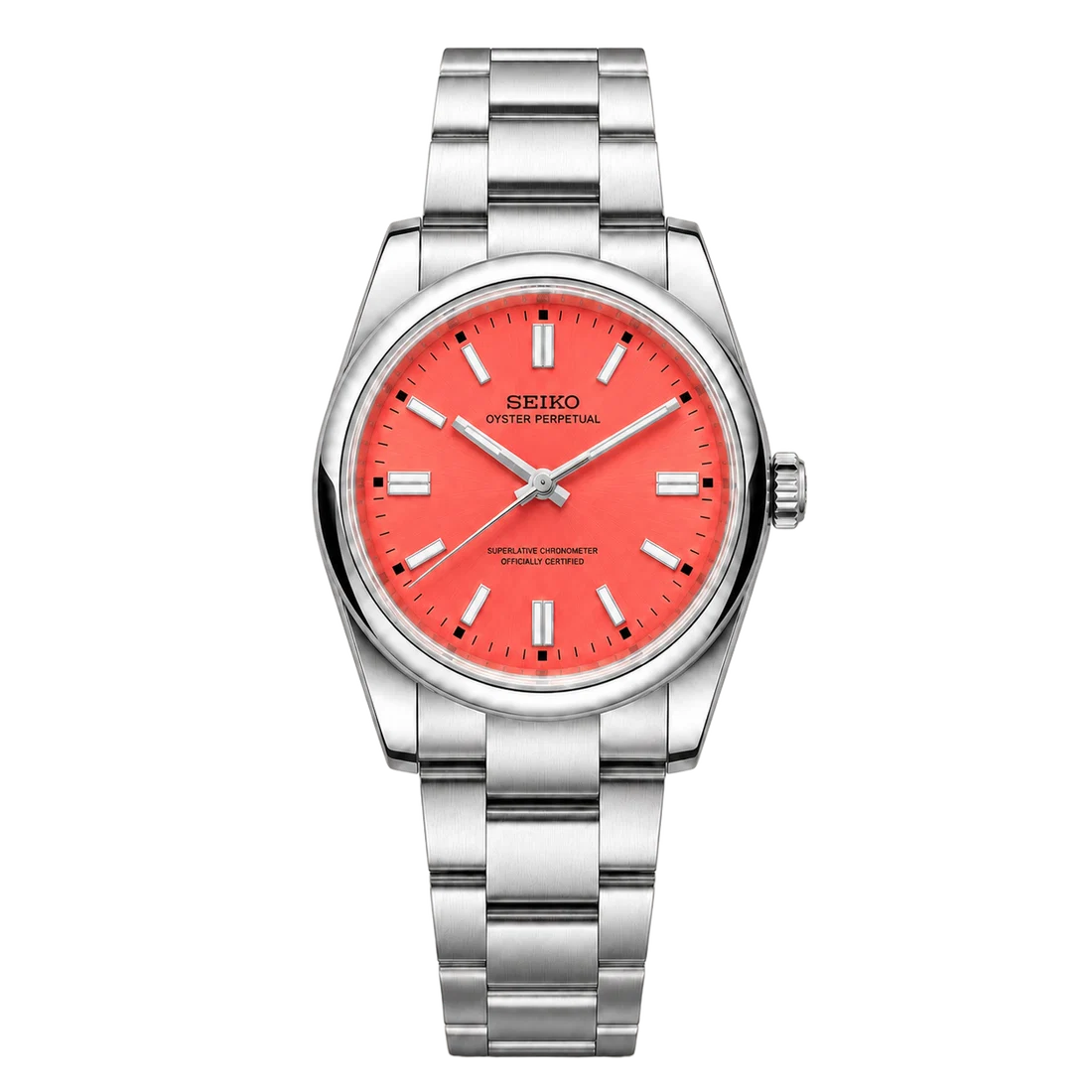 Seiko Mod Oyster Perpetual – Coral Red