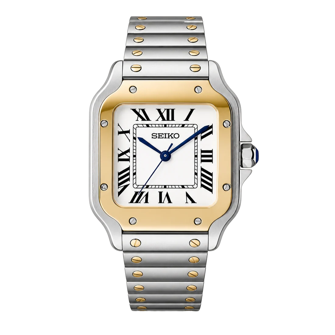 Seiko Mod Santos – Two-Tone Gold &amp; White Dial