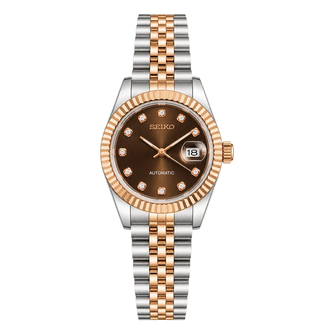 Seiko Mod Ladyjust - Two-Tone Rose Gold Chocolate Diamond