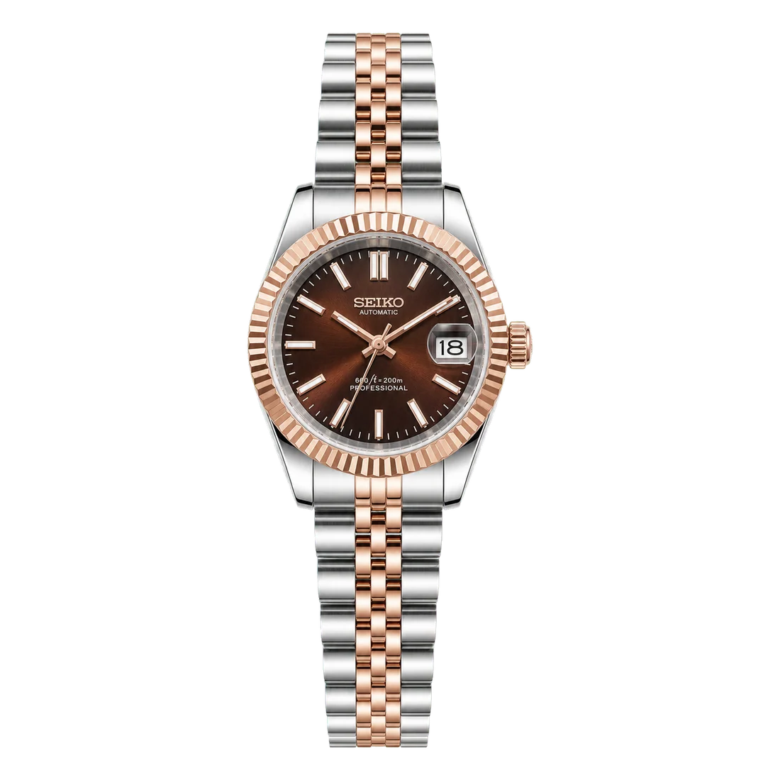 Seiko Mod Ladyjust - Two-Tone Rose Gold Chocolate