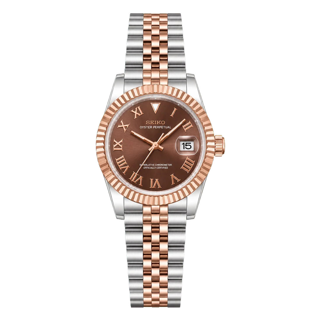 Seiko Mod Ladyjust - Two-Tone Rose Gold Chocolate Roman
